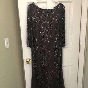 Mother of the bride dress - Pizarro nights 3/4 sleeve crew neck beaded gown